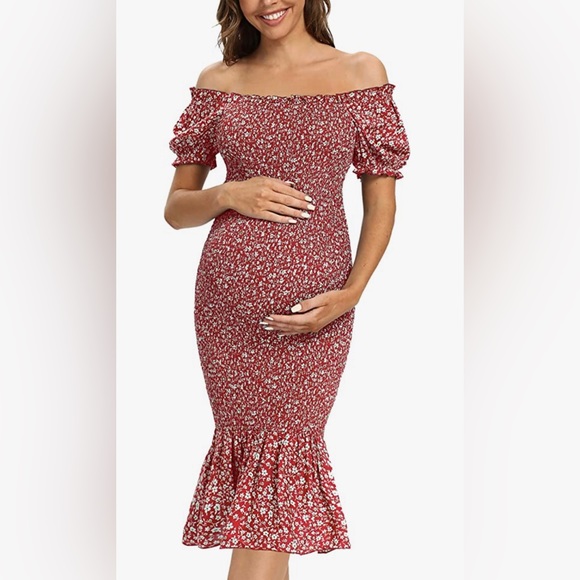 Stretchy Floral Maternity Dress - Picture 2 of 2